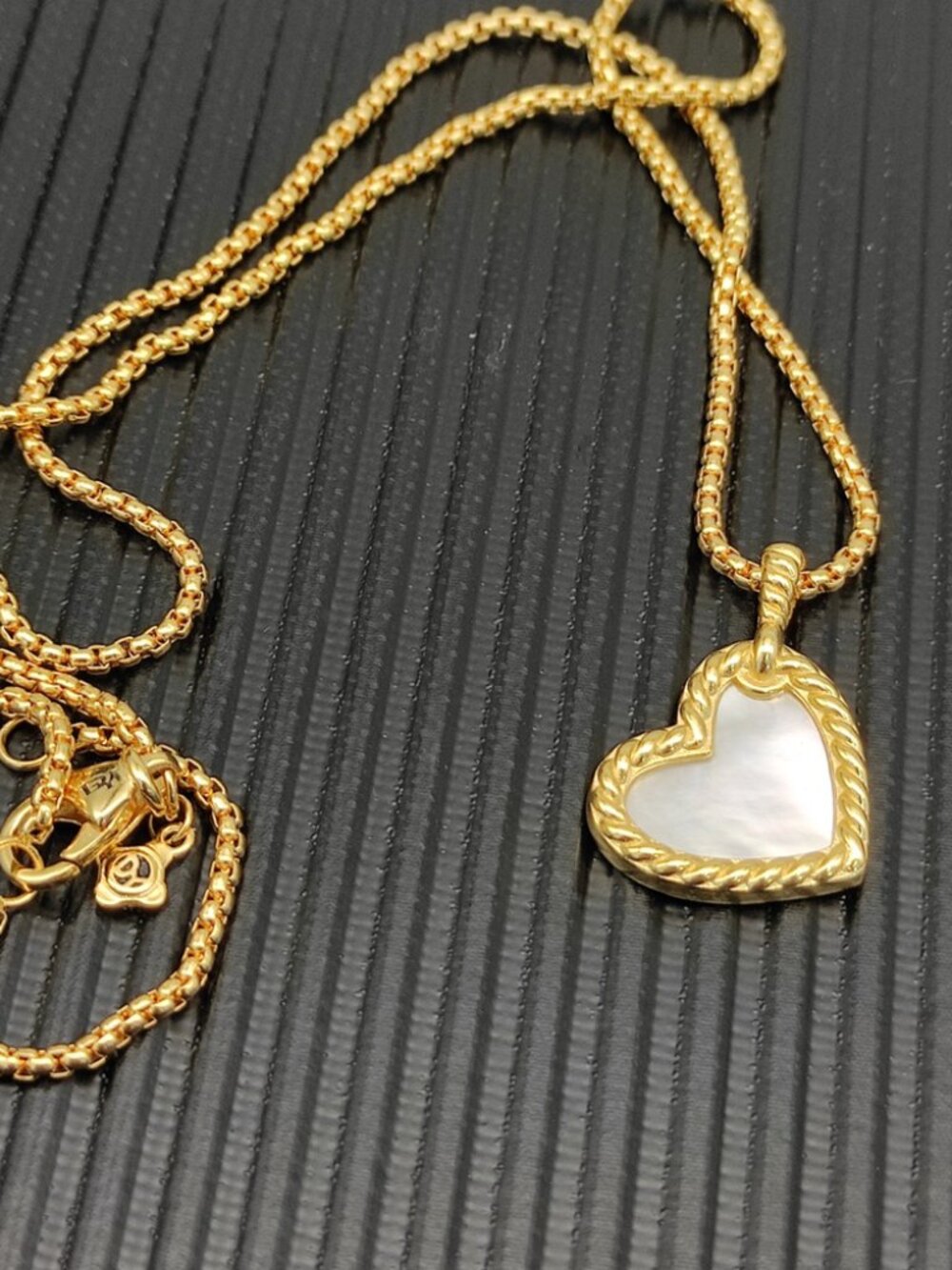 David Yurman Gold Heart White Mother-of-Pearl Necklace